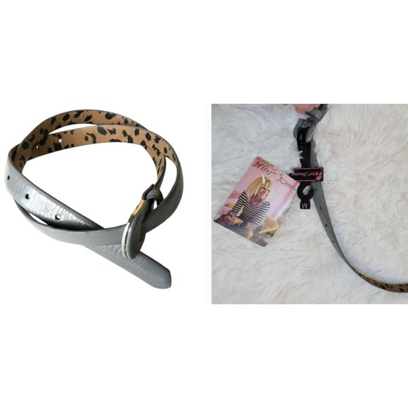 Betsey Johnson Faux Leather Gray Leopard Belt Size M New msrp $38 - Picture 1 of 6